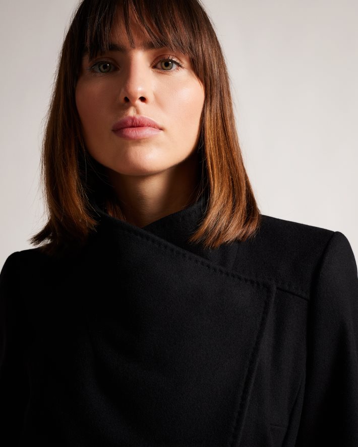 être Ted Baker femmes manteau portefeuille court en laine rytaa noir de jais FR8J42488 vêtements