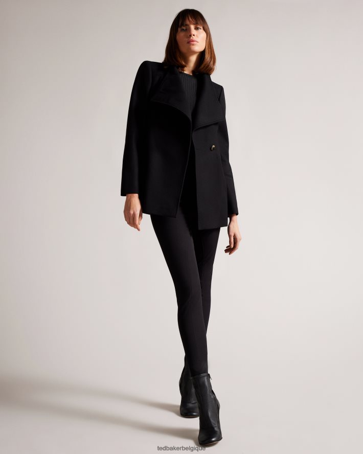 être Ted Baker femmes manteau portefeuille court en laine rytaa noir de jais FR8J42488 vêtements