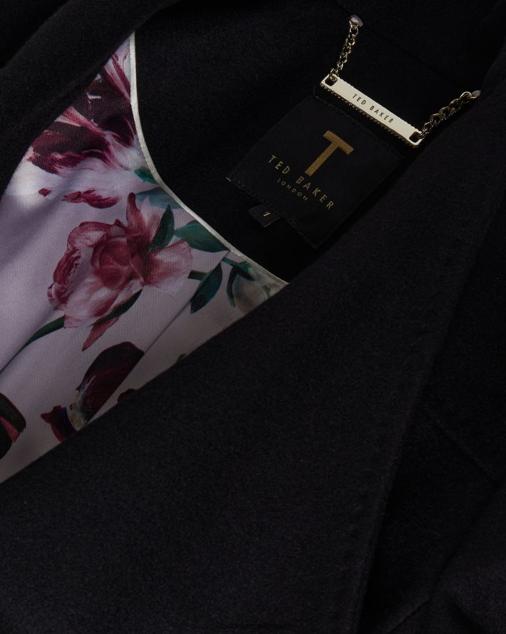 être Ted Baker femmes manteau portefeuille court en laine rytaa noir de jais FR8J42488 vêtements
