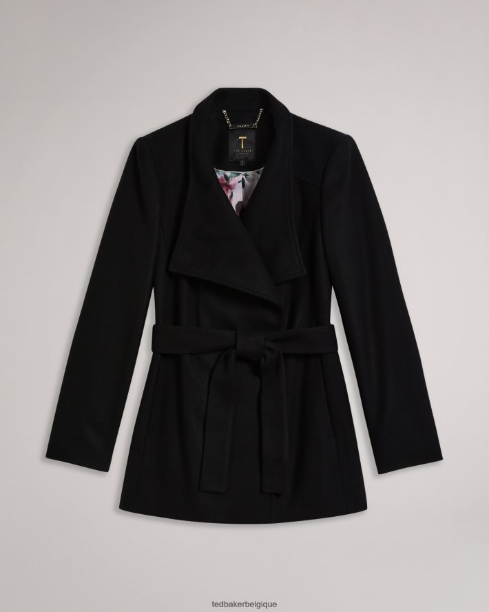être Ted Baker femmes manteau portefeuille court en laine rytaa noir de jais FR8J42488 vêtements