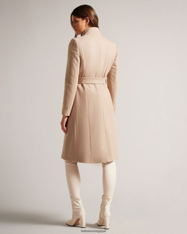être Ted Baker femmes manteau portefeuille en laine rose chameau FR8J42185 vêtements