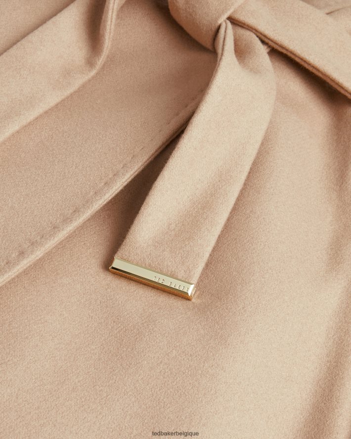 être Ted Baker femmes manteau portefeuille en laine rose chameau FR8J42185 vêtements