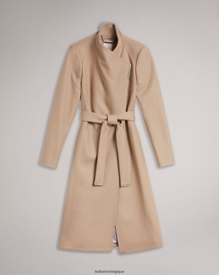 être Ted Baker femmes manteau portefeuille en laine rose chameau FR8J42185 vêtements
