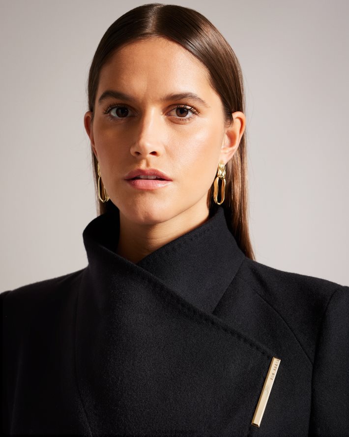 être Ted Baker femmes manteau portefeuille en laine rose noir FR8J42133 vêtements