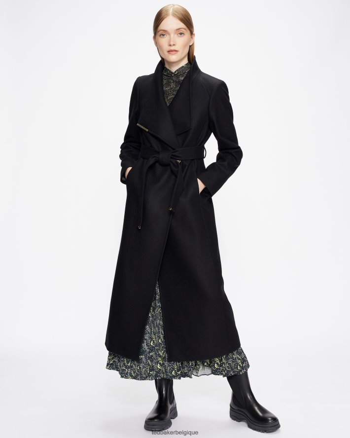 être Ted Baker femmes manteau portefeuille long en laine rosell noir FR8J42143 vêtements