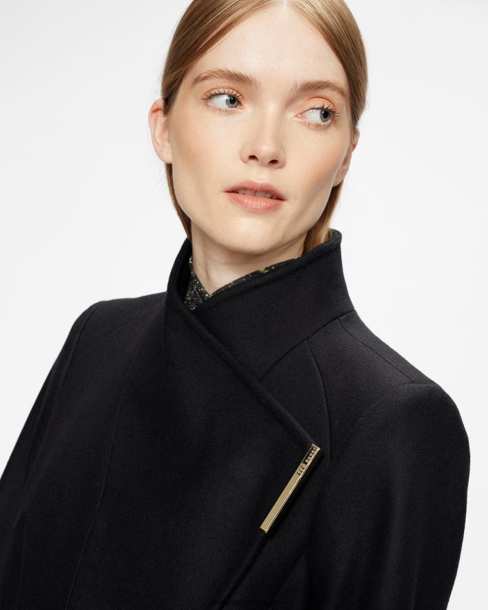 être Ted Baker femmes manteau portefeuille long en laine rosell noir FR8J42143 vêtements