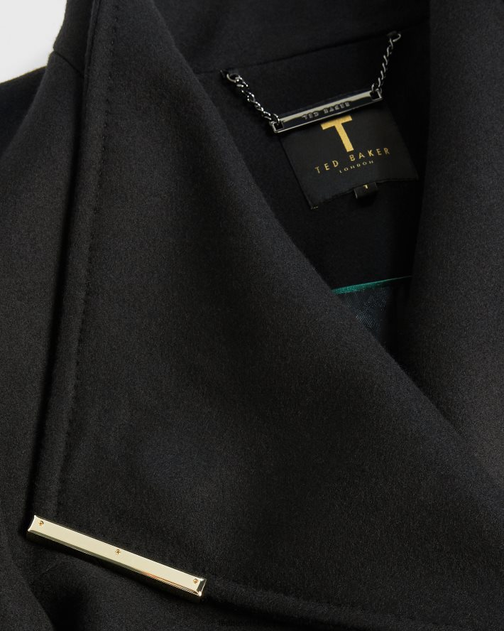 être Ted Baker femmes manteau portefeuille long en laine rosell noir FR8J42143 vêtements