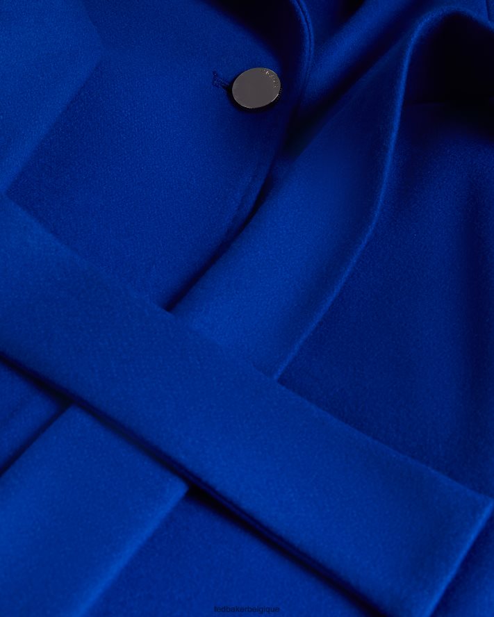 être Ted Baker femmes manteau portefeuille midi en laine sandra bleu FR8J42561 vêtements