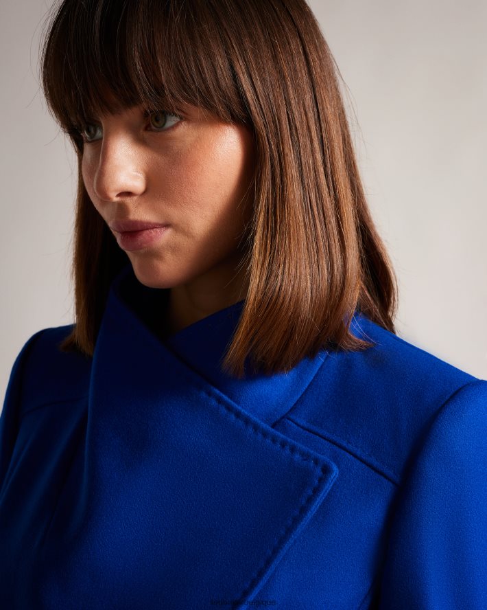 être Ted Baker femmes manteau portefeuille midi en laine sandra bleu FR8J42561 vêtements
