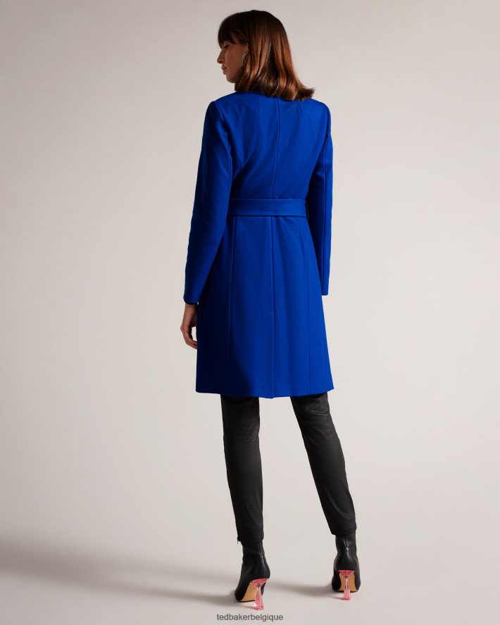 être Ted Baker femmes manteau portefeuille midi en laine sandra bleu FR8J42561 vêtements