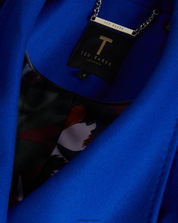 être Ted Baker femmes manteau portefeuille midi en laine sandra bleu FR8J42561 vêtements