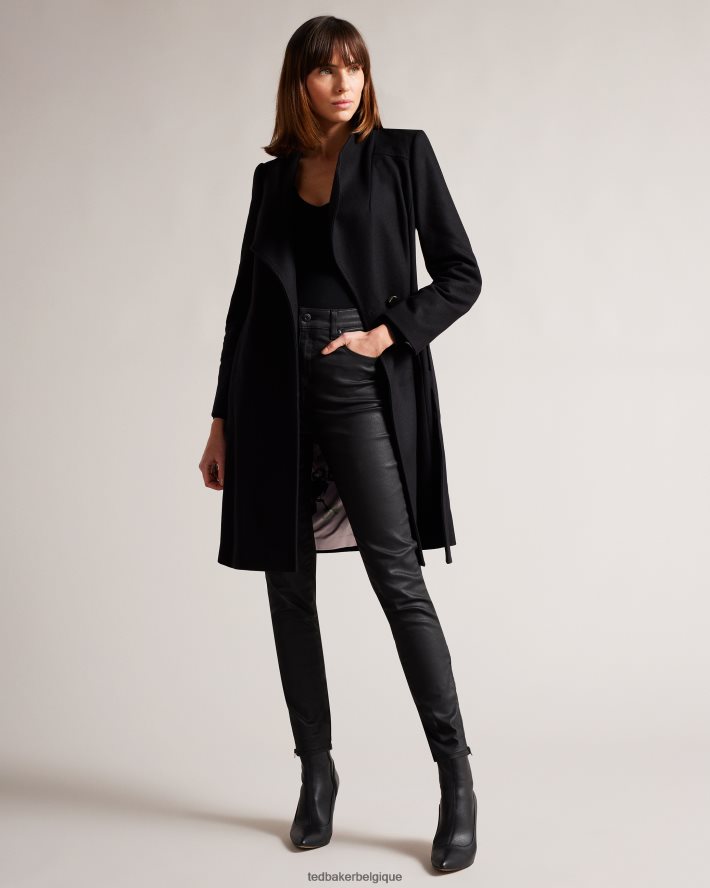 être Ted Baker femmes manteau portefeuille midi en laine sandra noir de jais FR8J42525 vêtements