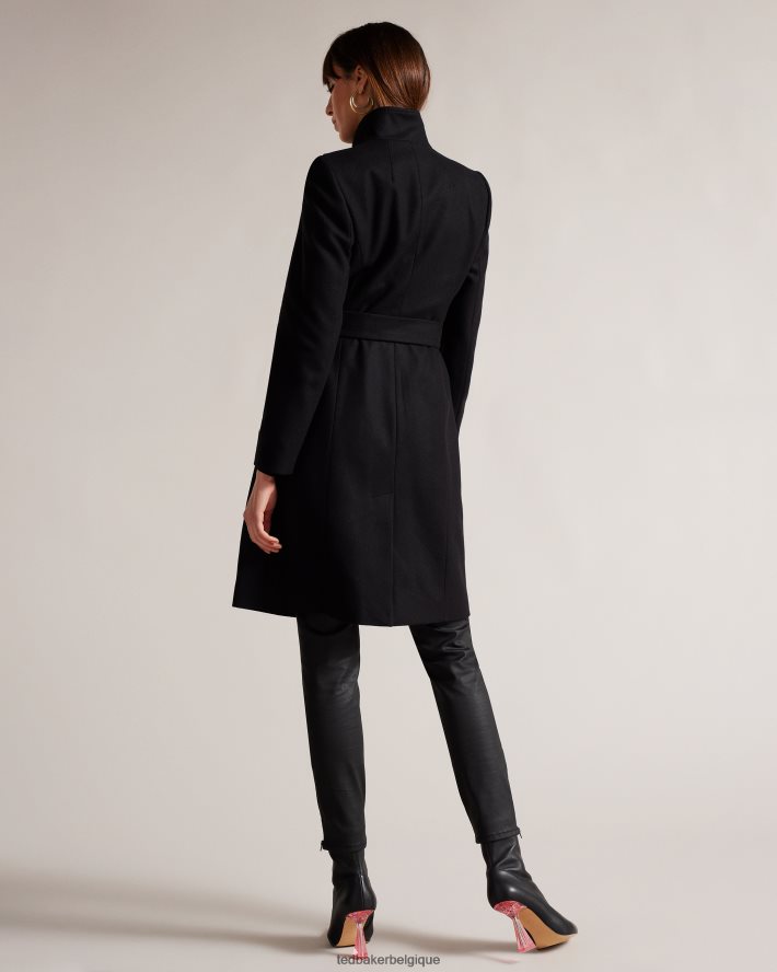 être Ted Baker femmes manteau portefeuille midi en laine sandra noir de jais FR8J42525 vêtements