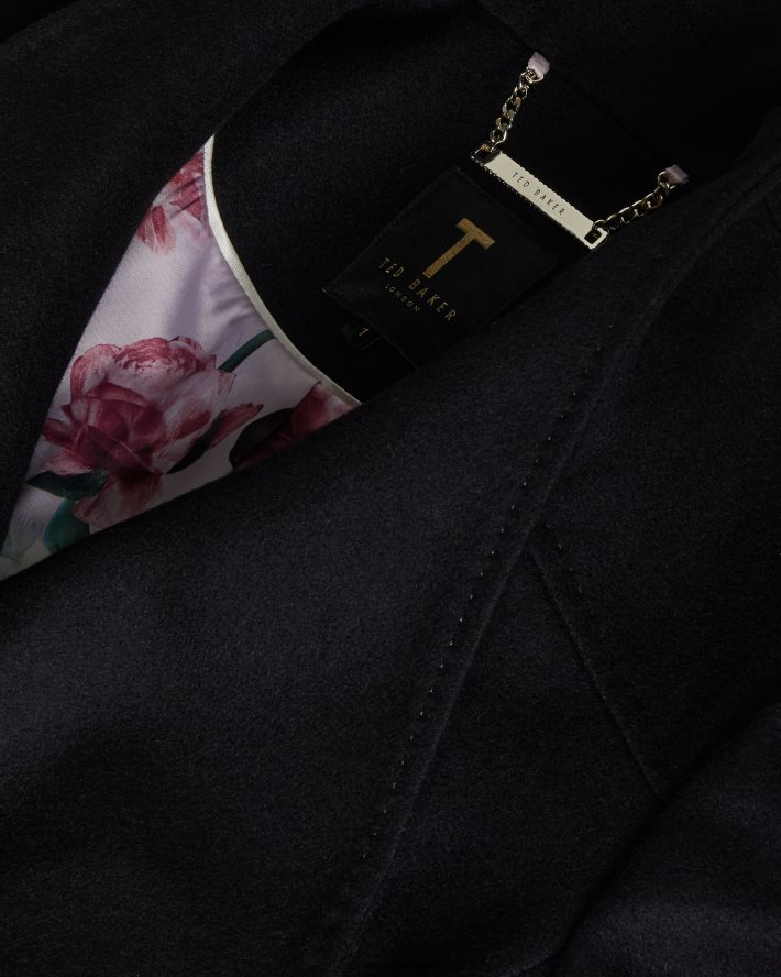 être Ted Baker femmes manteau portefeuille midi en laine sandra noir de jais FR8J42525 vêtements