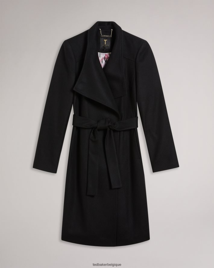 être Ted Baker femmes manteau portefeuille midi en laine sandra noir de jais FR8J42525 vêtements
