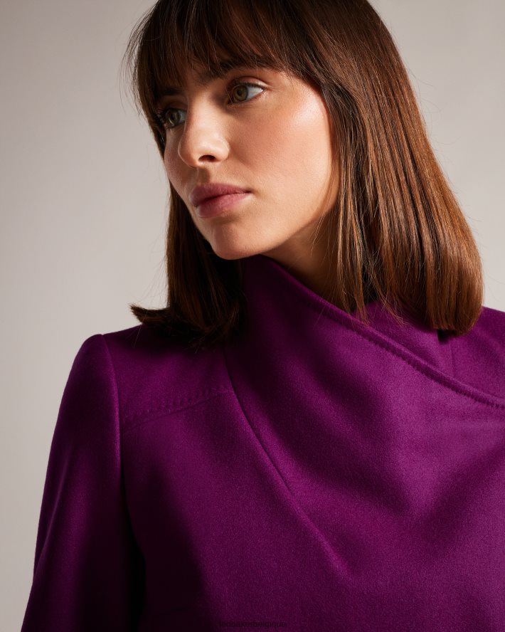 être Ted Baker femmes manteau portefeuille midi en laine sandra violet FR8J42506 vêtements