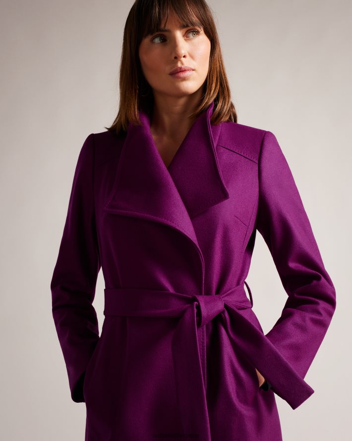 être Ted Baker femmes manteau portefeuille midi en laine sandra violet FR8J42506 vêtements