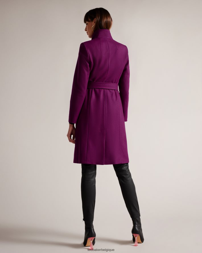 être Ted Baker femmes manteau portefeuille midi en laine sandra violet FR8J42506 vêtements
