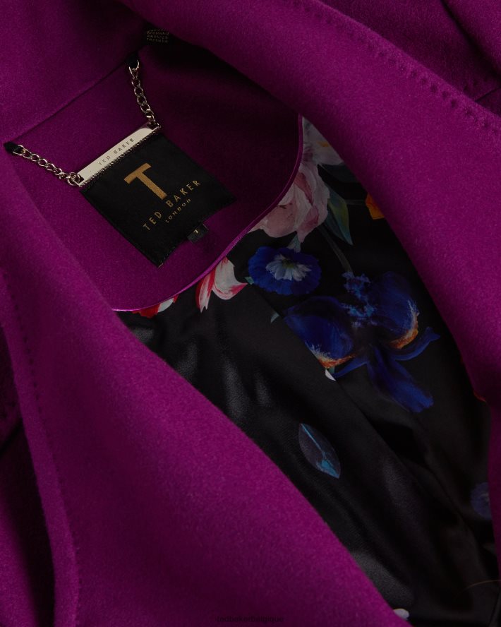être Ted Baker femmes manteau portefeuille midi en laine sandra violet FR8J42506 vêtements
