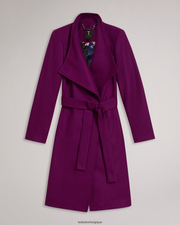 être Ted Baker femmes manteau portefeuille midi en laine sandra violet FR8J42506 vêtements