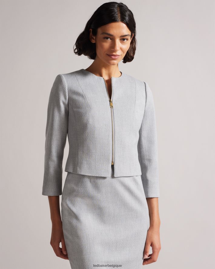 être Ted Baker femmes michah veste courte texturée gris clair FR8J42373 vêtements
