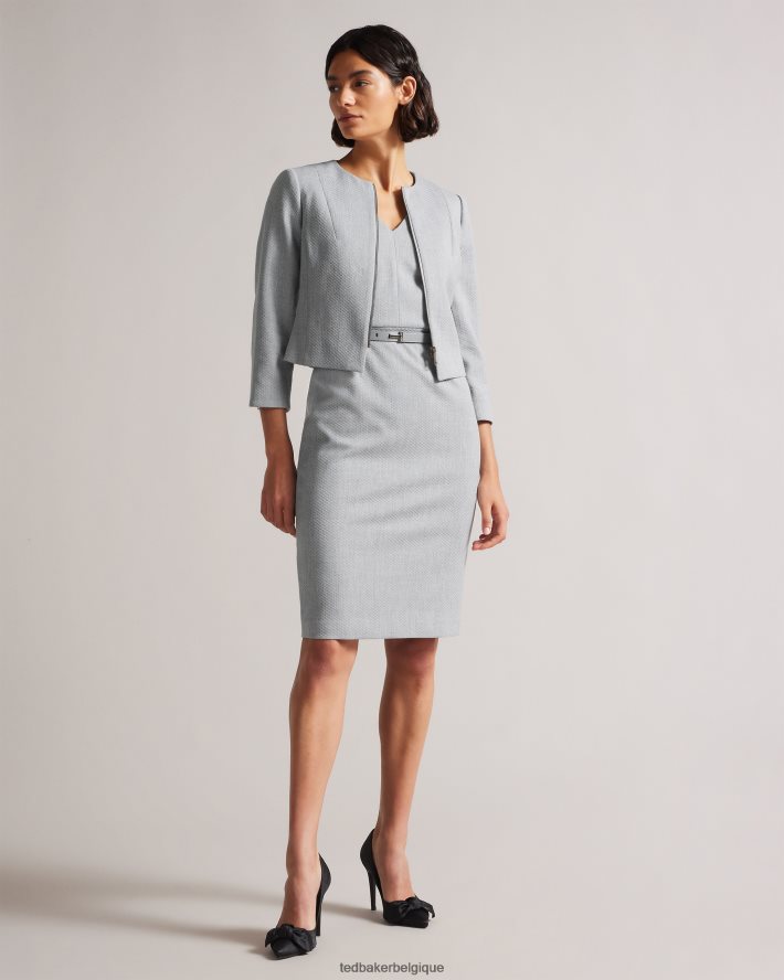 être Ted Baker femmes michah veste courte texturée gris clair FR8J42373 vêtements