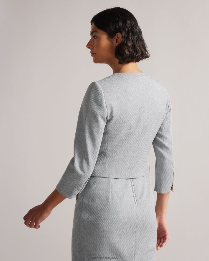 être Ted Baker femmes michah veste courte texturée gris clair FR8J42373 vêtements