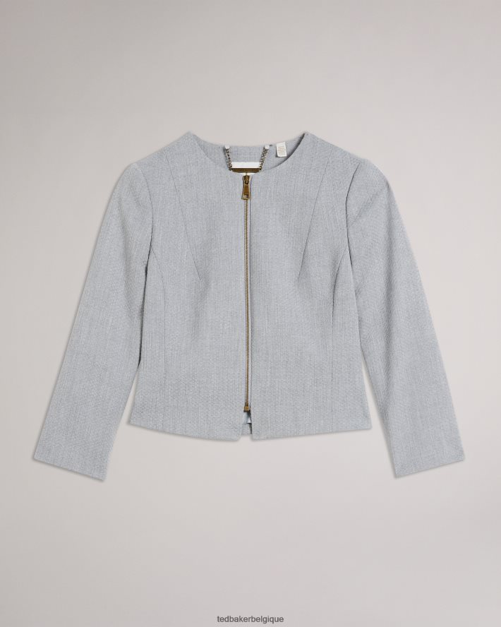 être Ted Baker femmes michah veste courte texturée gris clair FR8J42373 vêtements