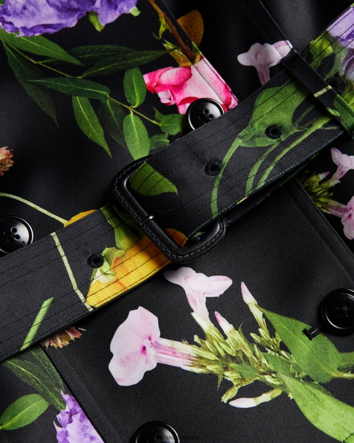 être Ted Baker femmes moiraa - trench-coat croisé à fleurs noir FR8J42358 vêtements