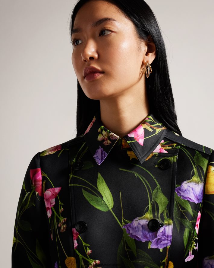 être Ted Baker femmes moiraa - trench-coat croisé à fleurs noir FR8J42358 vêtements