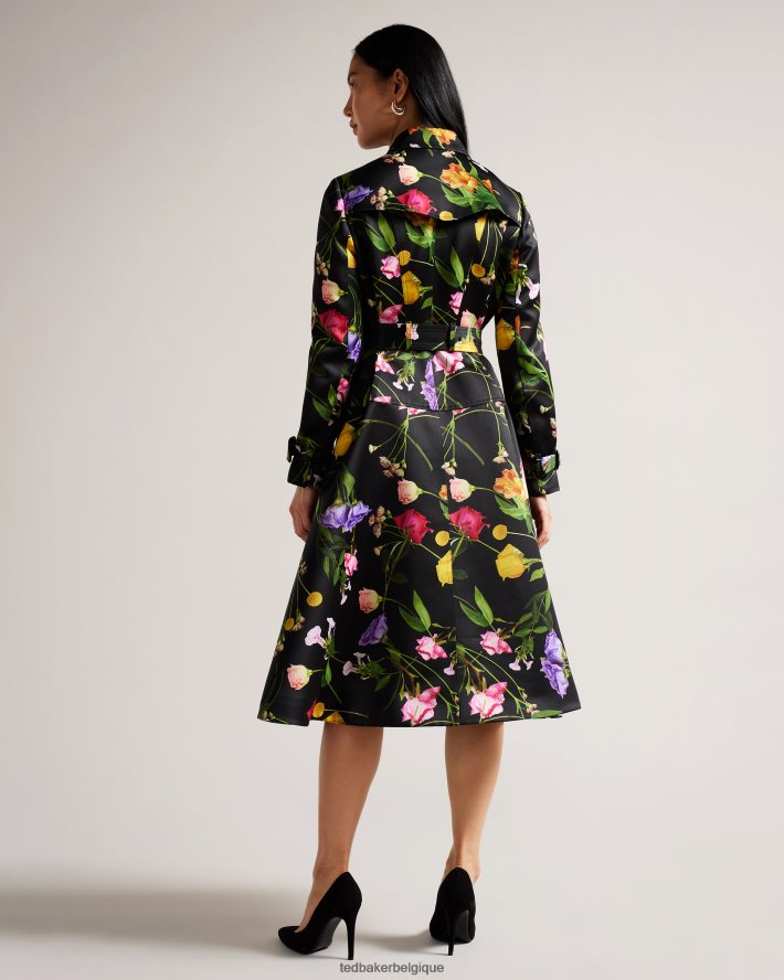 être Ted Baker femmes moiraa - trench-coat croisé à fleurs noir FR8J42358 vêtements