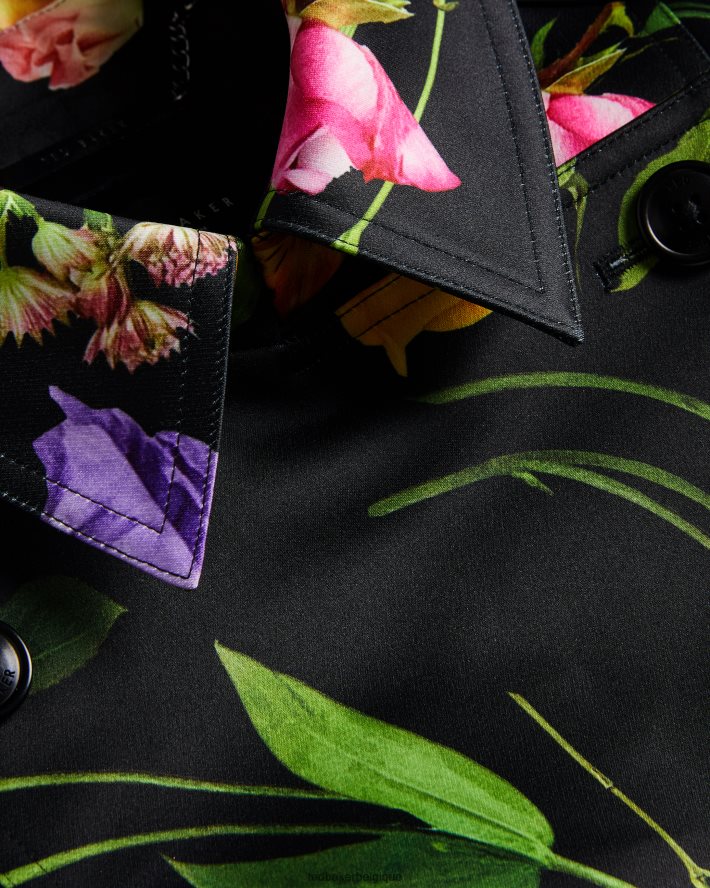 être Ted Baker femmes moiraa - trench-coat croisé à fleurs noir FR8J42358 vêtements