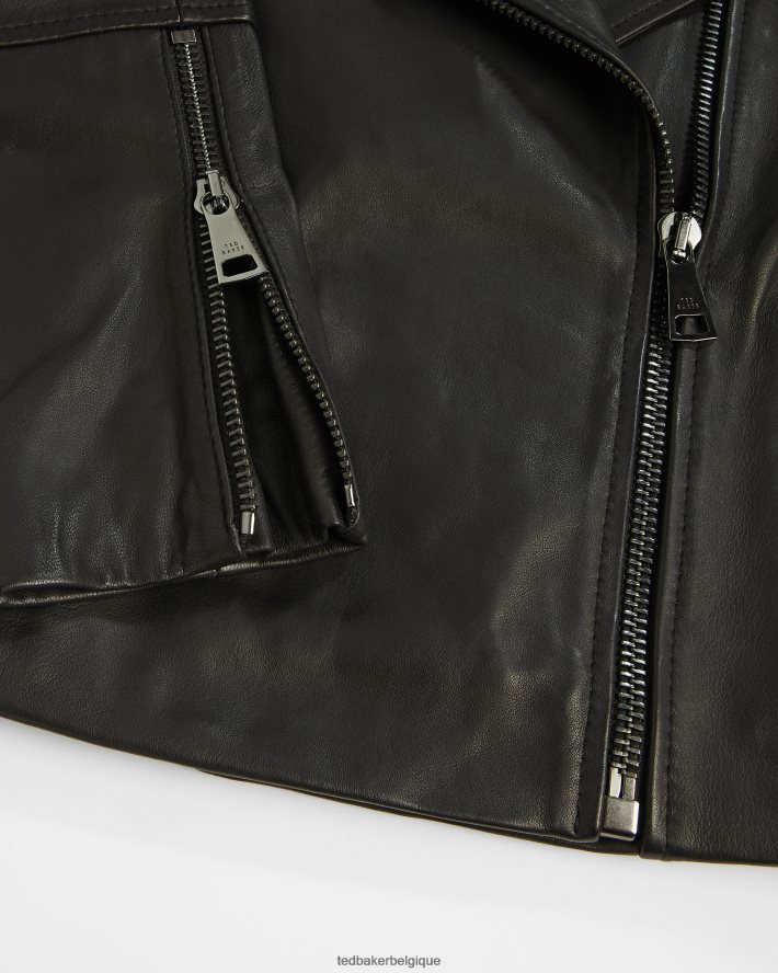 être Ted Baker femmes ssalli - veste motard raccourcie en cuir noir FR8J42468 vêtements