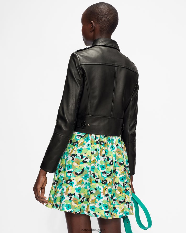 être Ted Baker femmes ssalli - veste motard raccourcie en cuir noir FR8J42468 vêtements