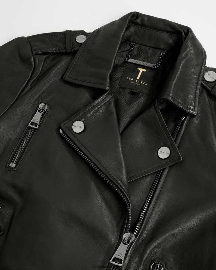 être Ted Baker femmes ssalli - veste motard raccourcie en cuir noir FR8J42468 vêtements