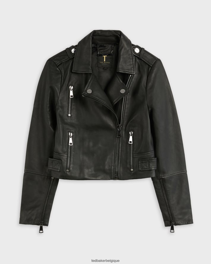 être Ted Baker femmes ssalli - veste motard raccourcie en cuir noir FR8J42468 vêtements