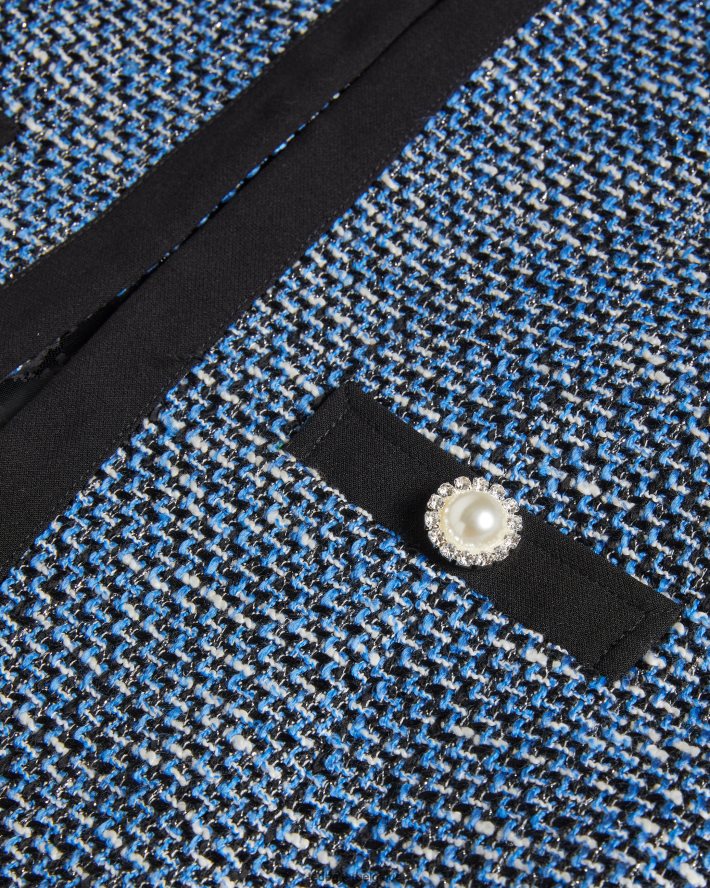 être Ted Baker femmes veste bouclée à col en V diniia bleu marine foncé FR8J42301 vêtements