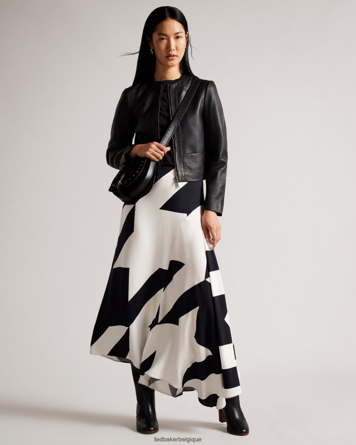 être Ted Baker femmes veste en cuir ajustée à empiècements clarya noir FR8J42204 vêtements