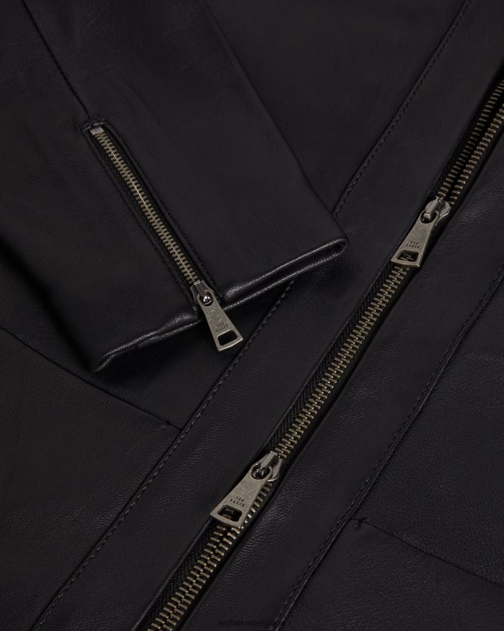 être Ted Baker femmes veste en cuir ajustée à empiècements clarya noir FR8J42204 vêtements