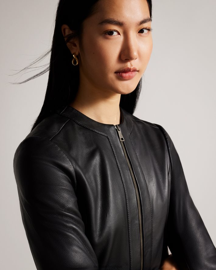 être Ted Baker femmes veste en cuir ajustée à empiècements clarya noir FR8J42204 vêtements
