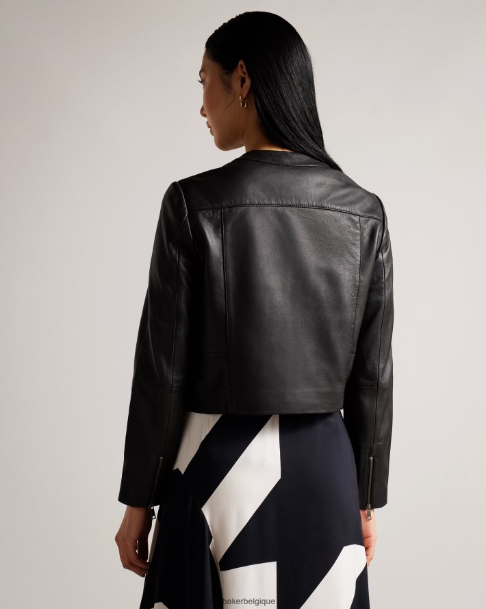 être Ted Baker femmes veste en cuir ajustée à empiècements clarya noir FR8J42204 vêtements