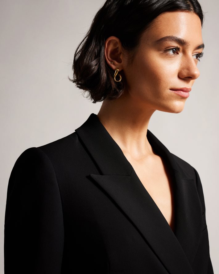 être Ted Baker femmes veste longue croisée à double boutonnage Hildia noir FR8J42395 vêtements