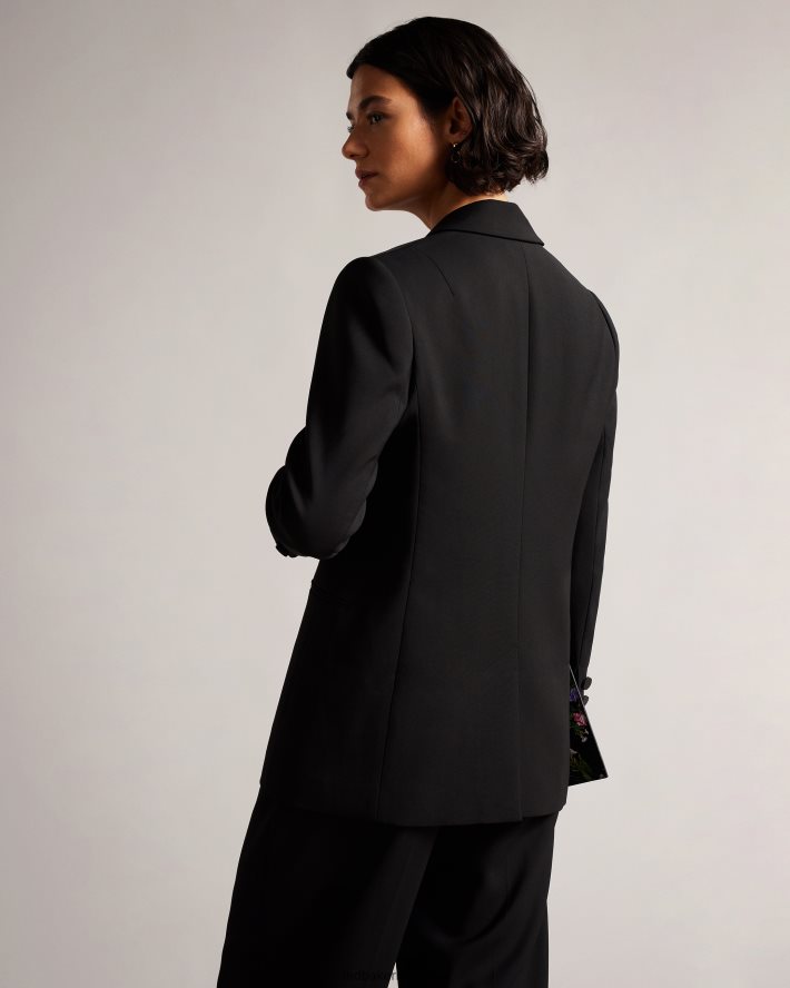 être Ted Baker femmes veste longue croisée à double boutonnage Hildia noir FR8J42395 vêtements