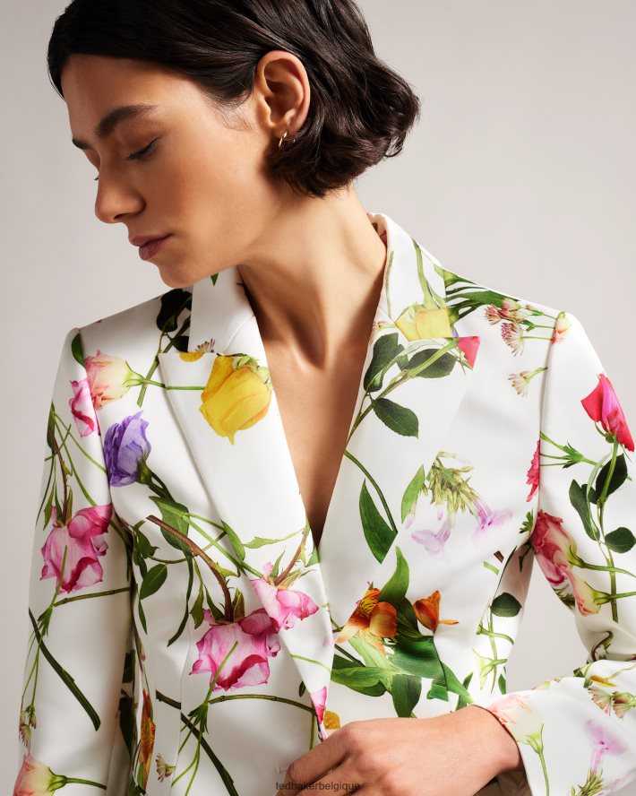 être Ted Baker femmes ziaah - veste de costume slim à fleurs blanc FR8J42253 vêtements