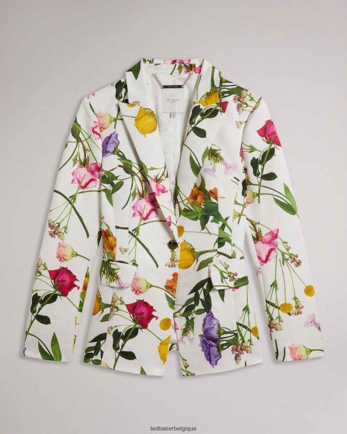 être Ted Baker femmes ziaah - veste de costume slim à fleurs blanc FR8J42253 vêtements