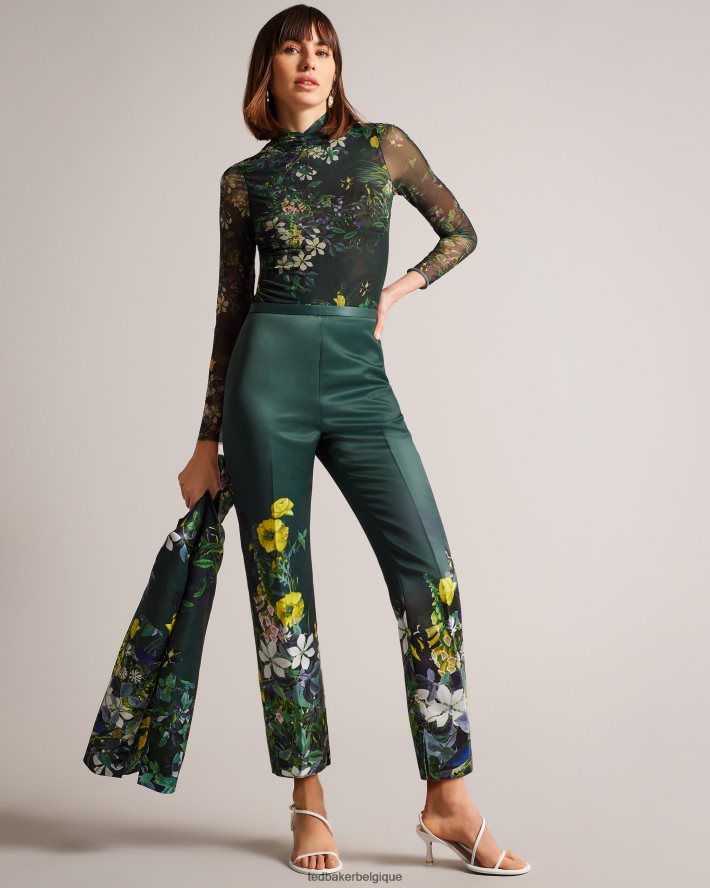 être Ted Baker femmes aikaat - pantalon botanique raccourci taille haute vert foncé FR8J42286 vêtements
