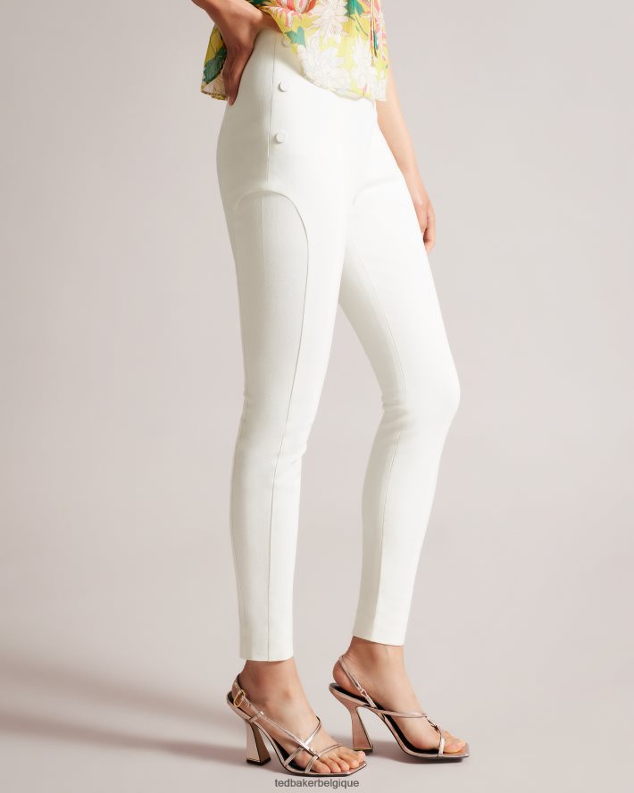 être Ted Baker femmes liroi pantalon taille haute avec faux boutons-pression naturel FR8J42481 vêtements