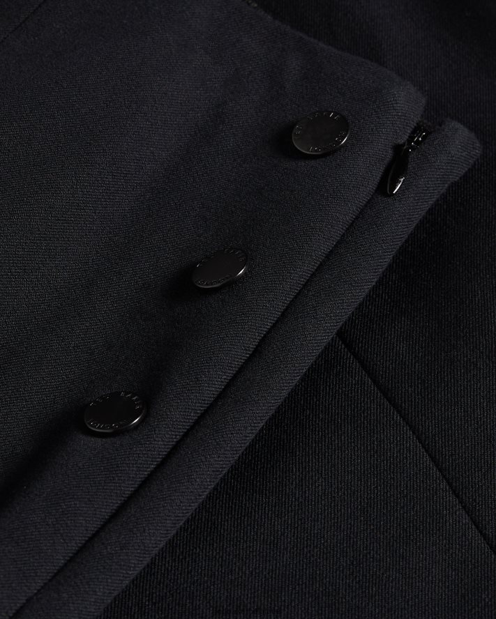 être Ted Baker femmes liroi pantalon taille haute avec faux boutons-pression noir FR8J42297 vêtements