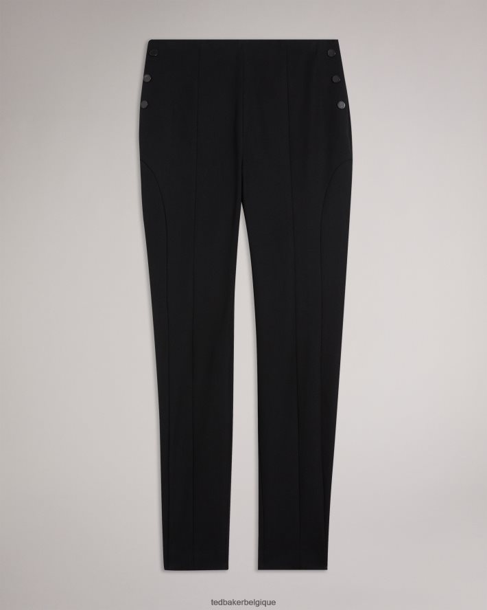 être Ted Baker femmes liroi pantalon taille haute avec faux boutons-pression noir FR8J42297 vêtements