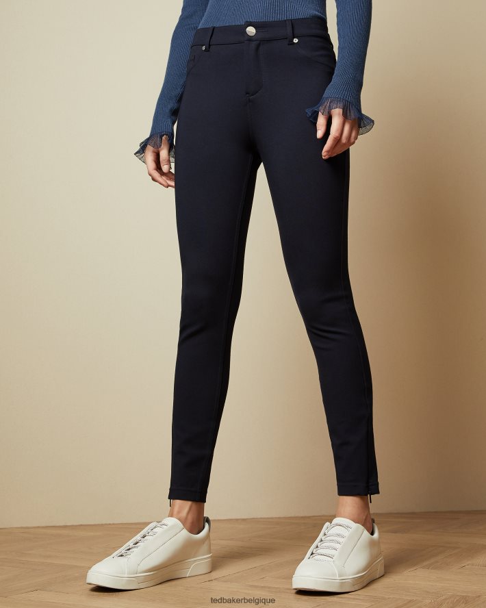 être Ted Baker femmes strenti - Jegging Ponti skinny avec revers zippé bleu foncé FR8J42331 vêtements
